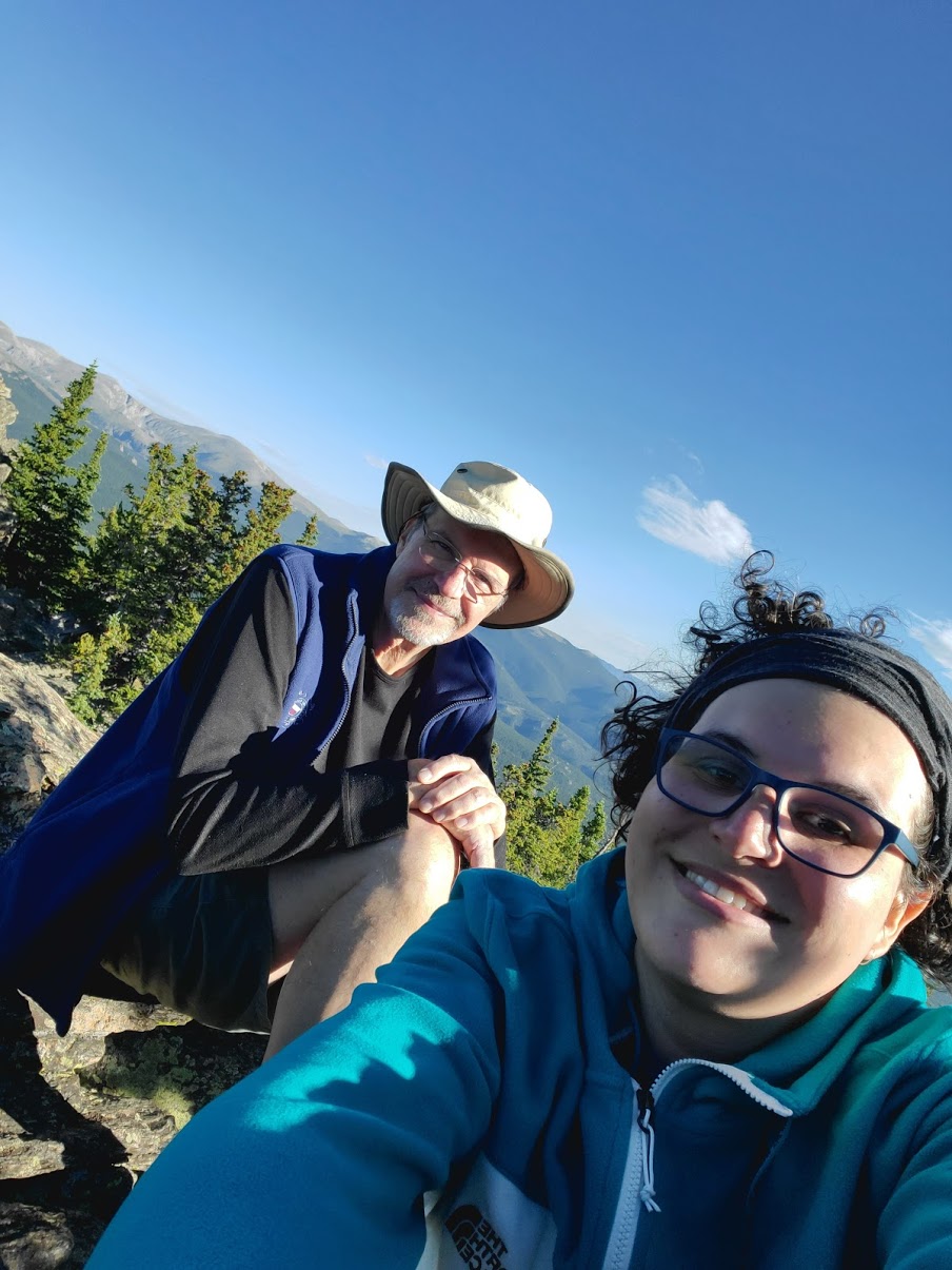 Coffee with Pops atop a big rock